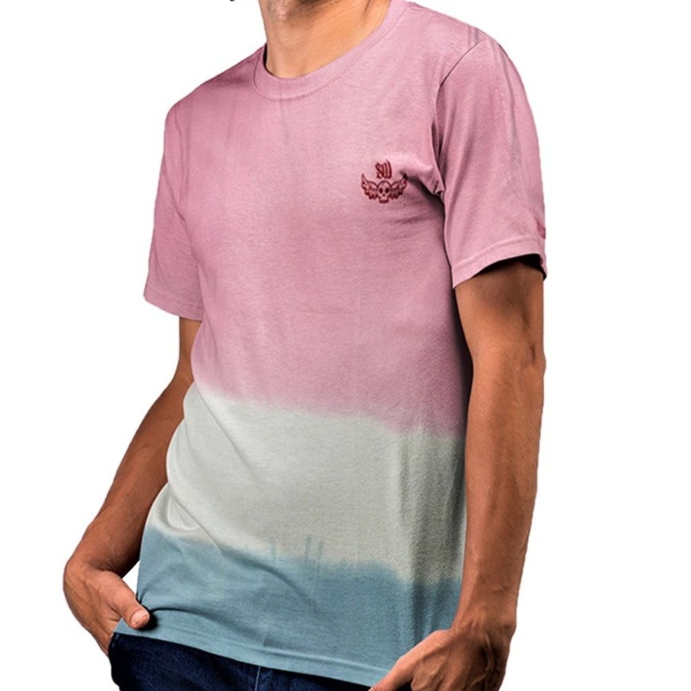 Men's Tie Dye Soft Cotton T-Shirt - Pink / Blue